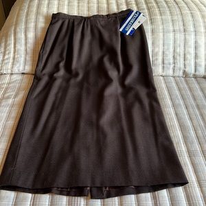 Tall Pendleton Seasonless Wool Lined Skirt with Zipper, Chocolate Brown.